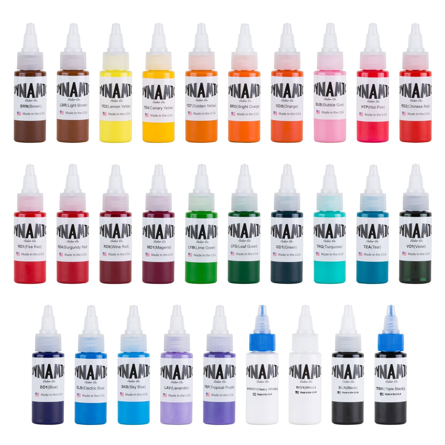 DYNAMIC COLOR Tattoo Ink 1oz Red Green White Blue Black Brown Purple Pink  Colors