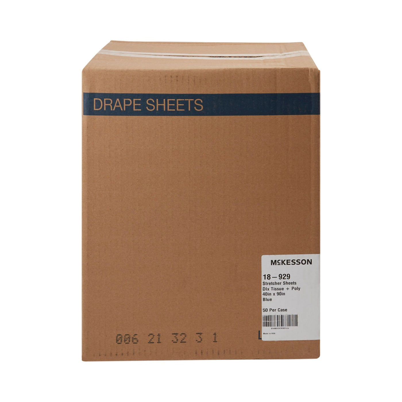 Stretcher Sheet McKesson Flat Sheet 40 W X 90 L Inch Blue Tissue / Poly Disposable