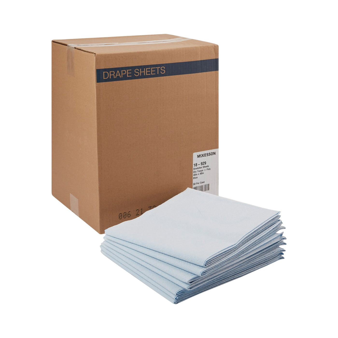 Stretcher Sheet McKesson Flat Sheet 40 W X 90 L Inch Blue Tissue / Poly Disposable