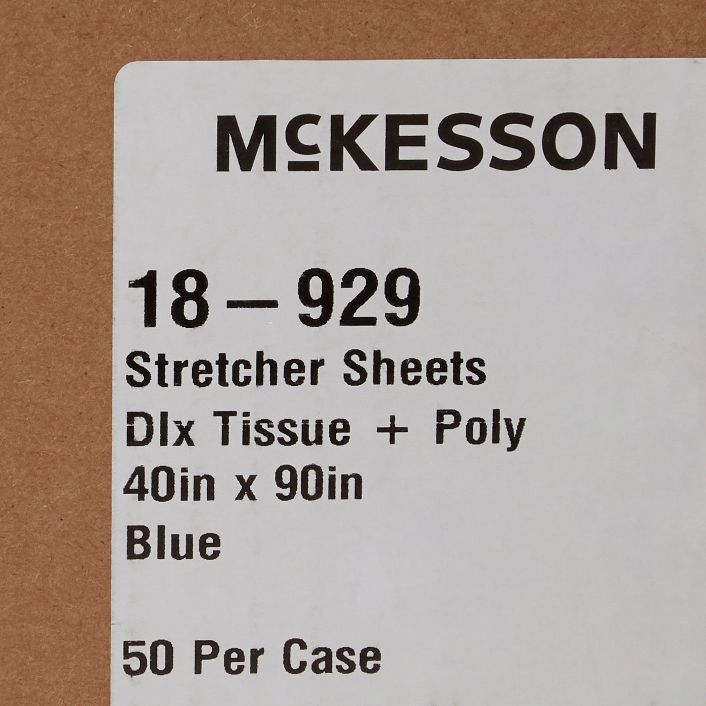 Stretcher Sheet McKesson Flat Sheet 40 W X 90 L Inch Blue Tissue / Poly Disposable