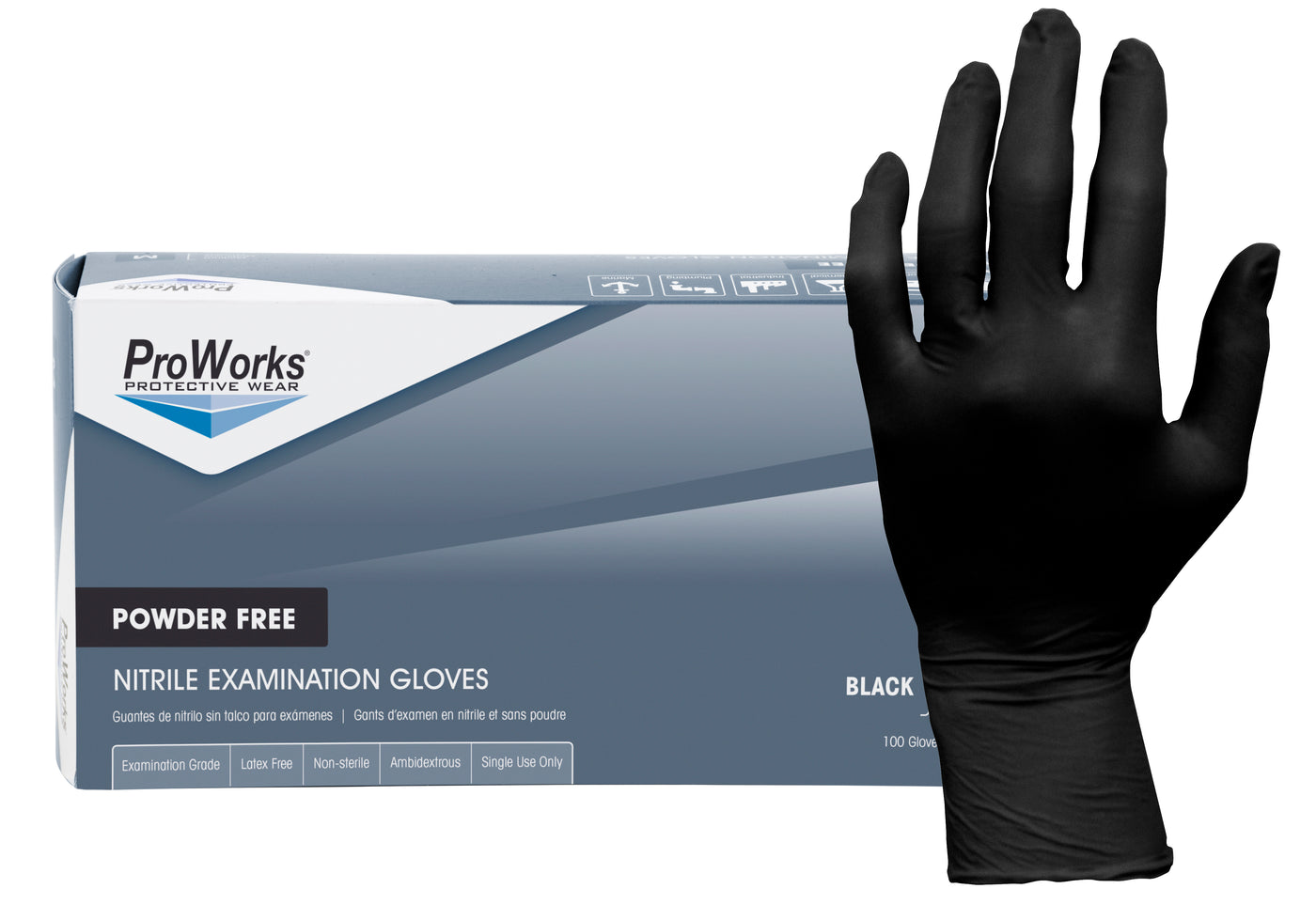 Adenna ProWorks (GL-N145F) 5 mil Nitrile Powder Free Black Exam Gloves (100/box - 10 boxes/case)