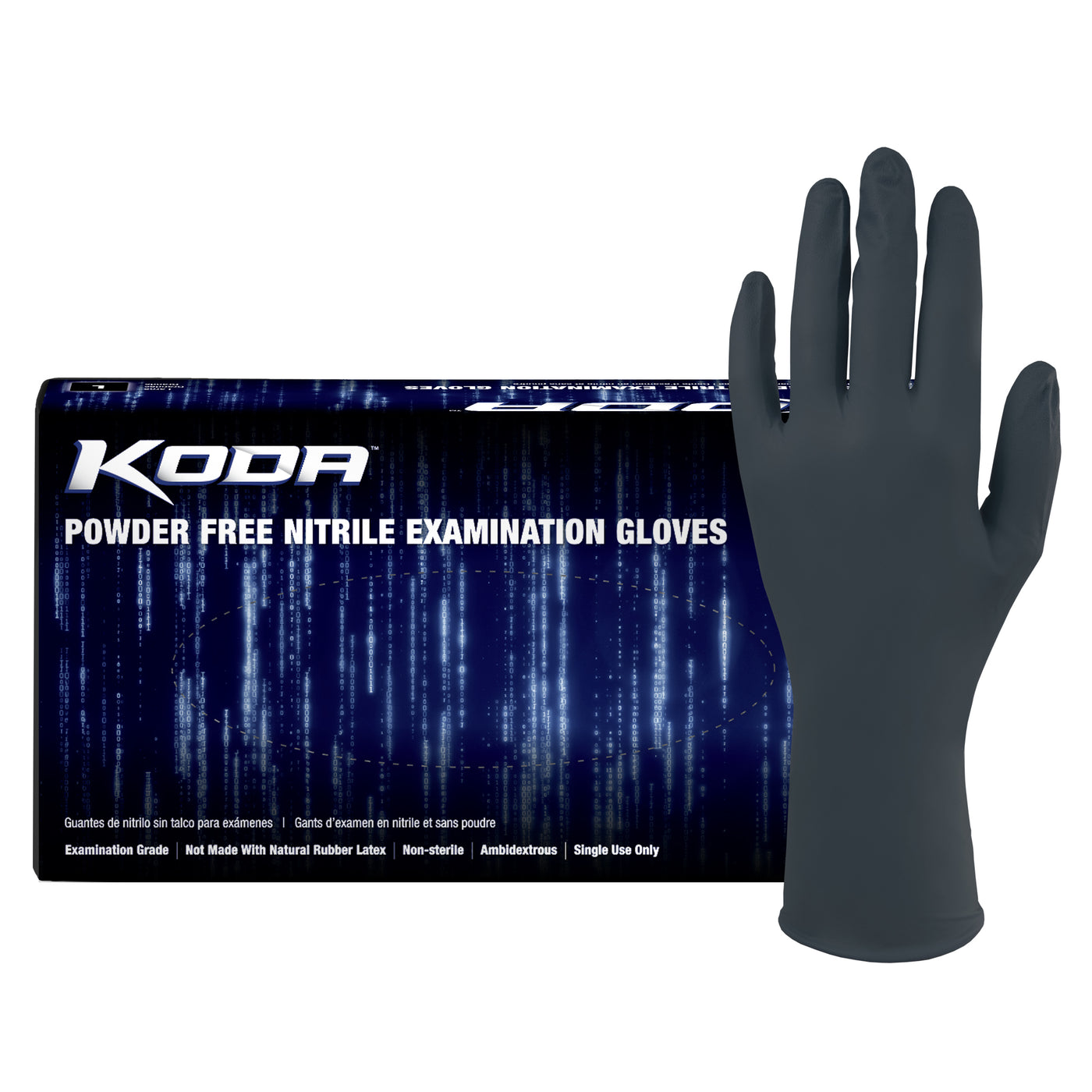 Adenna Koda 5.5 mil Extended Cuff Length 10.5" Nitrile Powder Free Black Exam Gloves (100/box - 10 boxes/case)