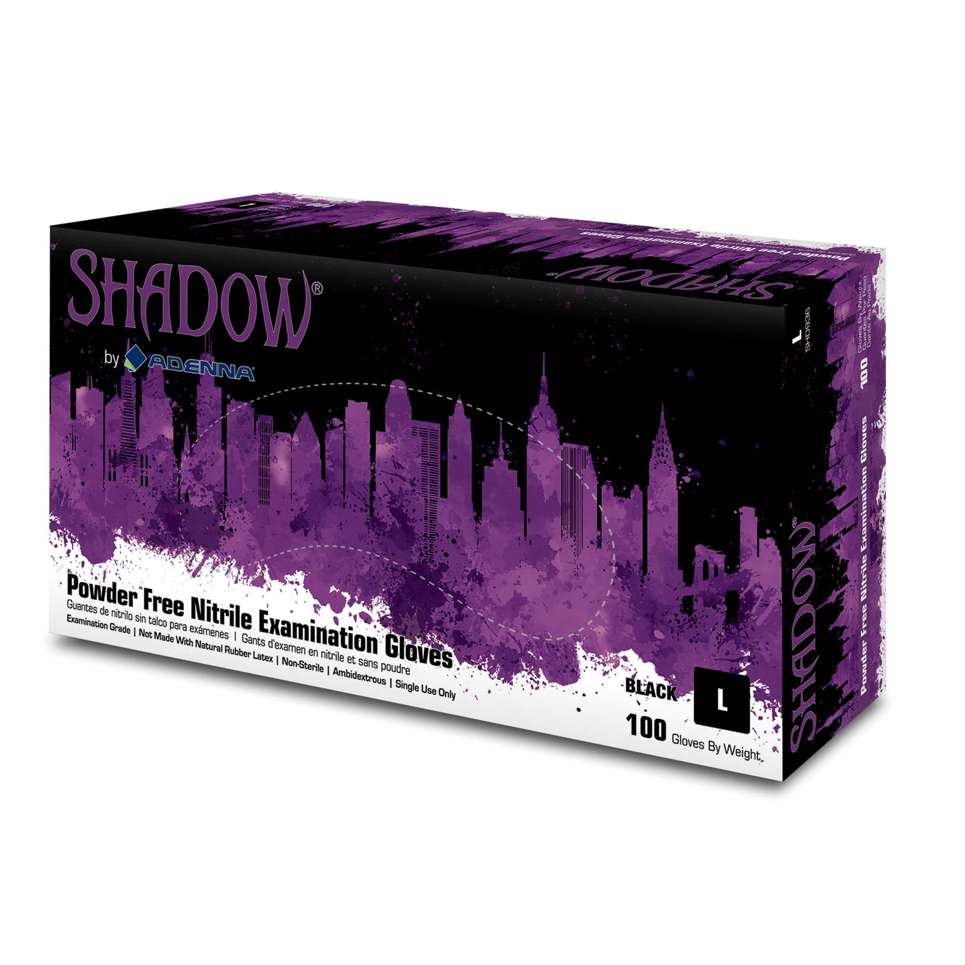 Adenna Shadow 6 mil Nitrile Powder Free Black Exam Gloves (100/box - 10 boxes/case) - Large