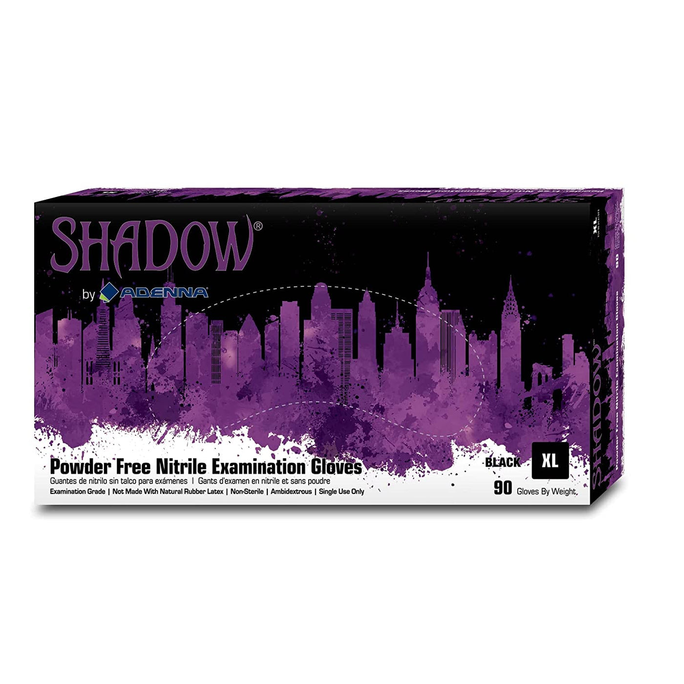 Adenna Shadow 6 mil Nitrile Powder Free Black Exam Gloves (90/box - 10 boxes/case) - X-Large